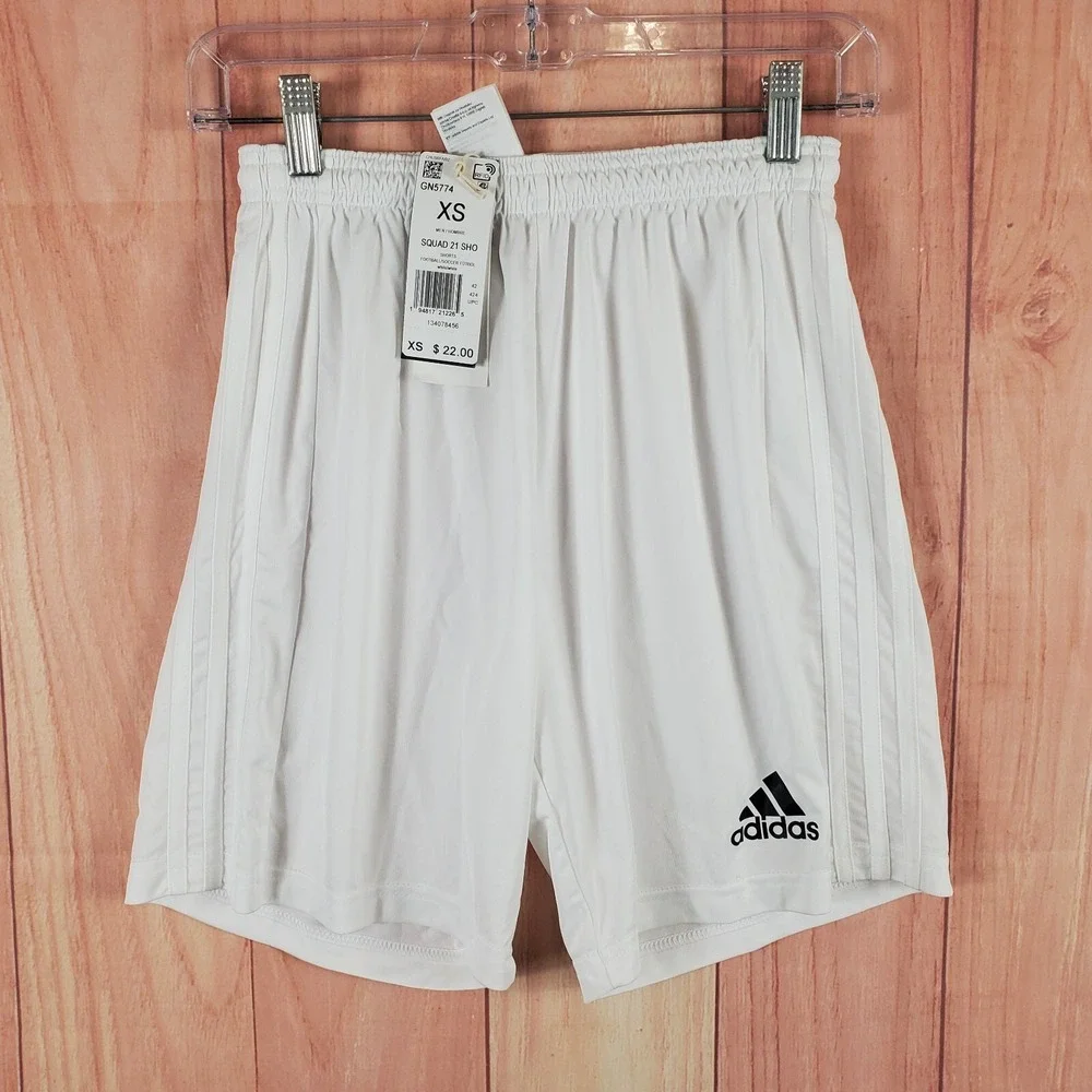 Adidas Squadra 21 Mens Football Shorts XS White Black Drawstring Waist Pull On